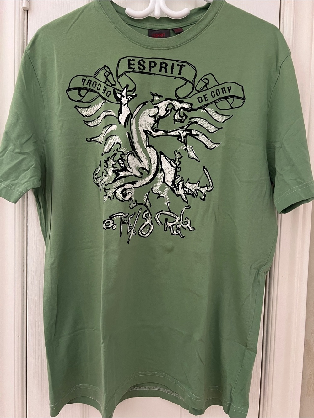 Esprit Men's Sage Green Graphic Crewneck Tee
